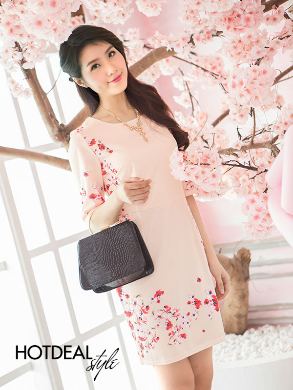 Đầm Hoa Sakura Form Suông Tay Lỡ