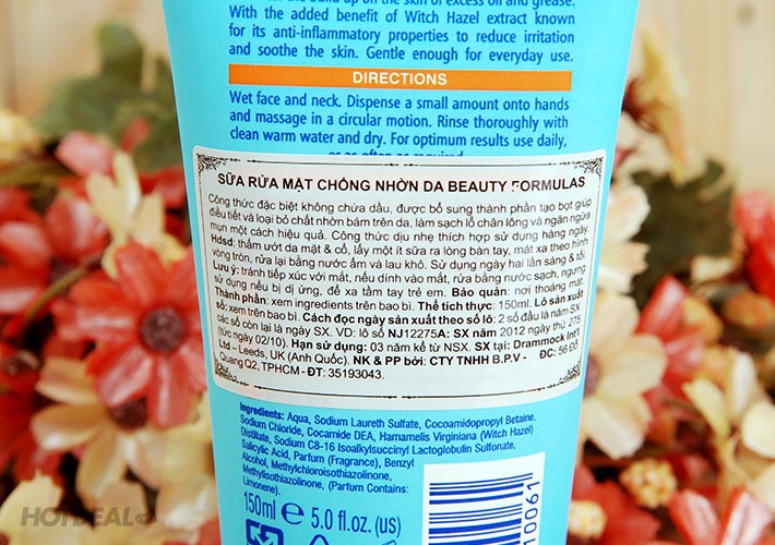 Sữa Rửa Mặt Chống Nhờn Da Beauty Formulas - NK Anh Quốc