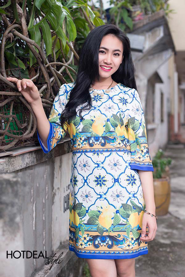 Đầm Thun Form Suông Họa Tiết Sang Trọng