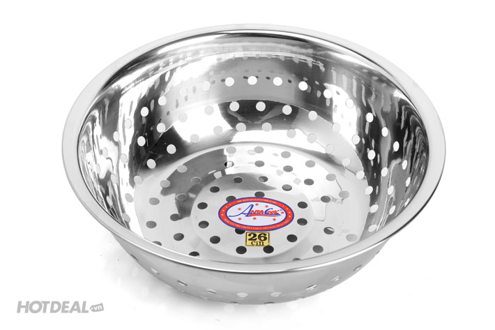 Bộ 3 Món: Thau + Rổ + Rá Inox Cao Cấp Antacook 26cm