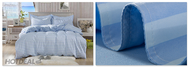 Bộ Drap Cotton Xanh Pastel Ngọt Ngào - Kèm Mền