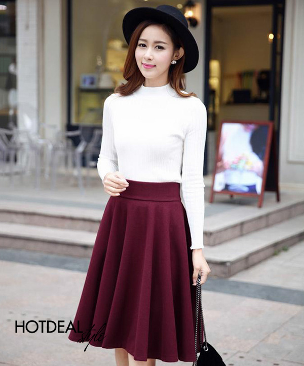 Đầm xòe vintage họa tiết cao cấp kèm thắt lưng