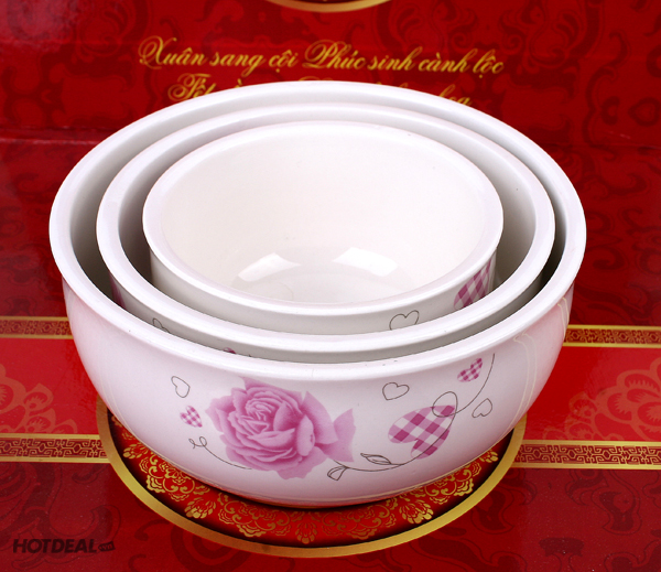 Bộ 3 Bát Sứ Có Nắp Đậy