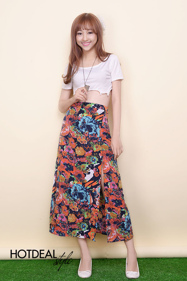 Váy hoa xẻ tà 1 bên Size S M  BeIn  Chuyên order Taobao  Facebook