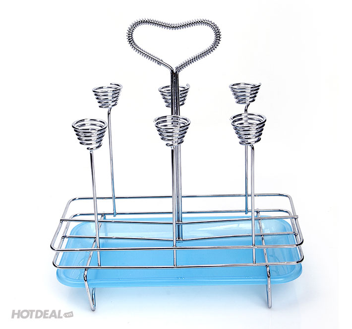 Khay Úp Ly Cao Cấp Inox Có Tay Xách Tiện Lợi (Khay 6)
