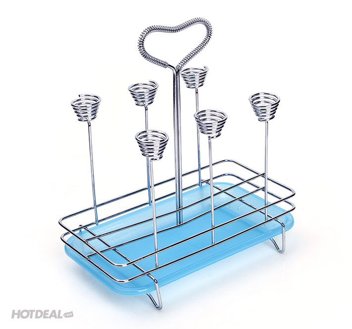 Khay Úp Ly Cao Cấp Inox Có Tay Xách Tiện Lợi (Khay 6)