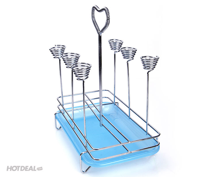 Khay Úp Ly Cao Cấp Inox Có Tay Xách Tiện Lợi (Khay 6)