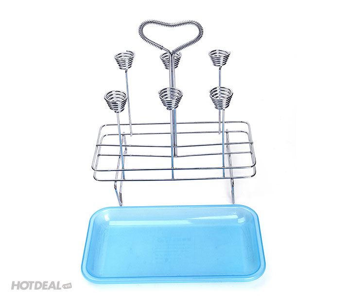 Khay Úp Ly Cao Cấp Inox Có Tay Xách Tiện Lợi (Khay 6)