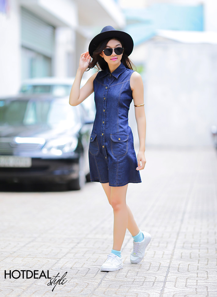 Đầm Jean Sơ Mi Thời Trang