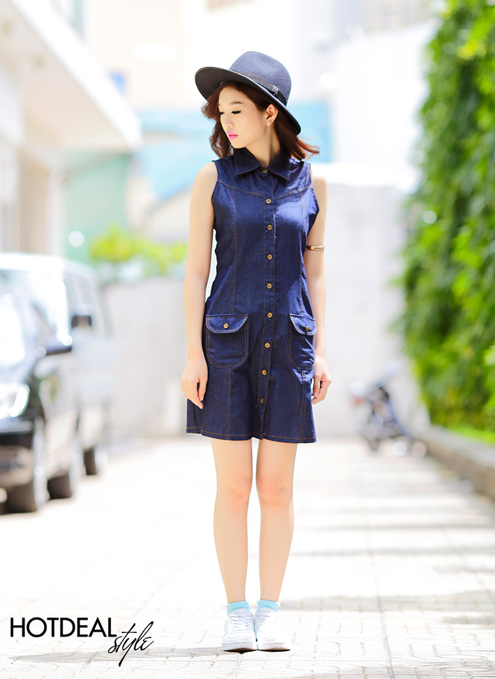 Đầm Jean Sơ Mi Thời Trang