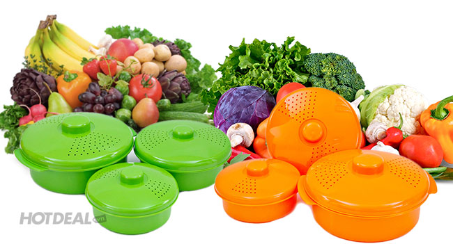 Bộ 3 Thố Luộc Rau Củ Trong L&ograve; Viba - Nhựa Xuất Khẩu Tashuan