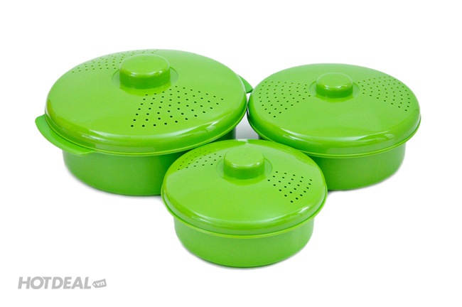 Bộ 3 Thố Luộc Rau Củ Trong L&ograve; Viba - Nhựa Xuất Khẩu Tashuan