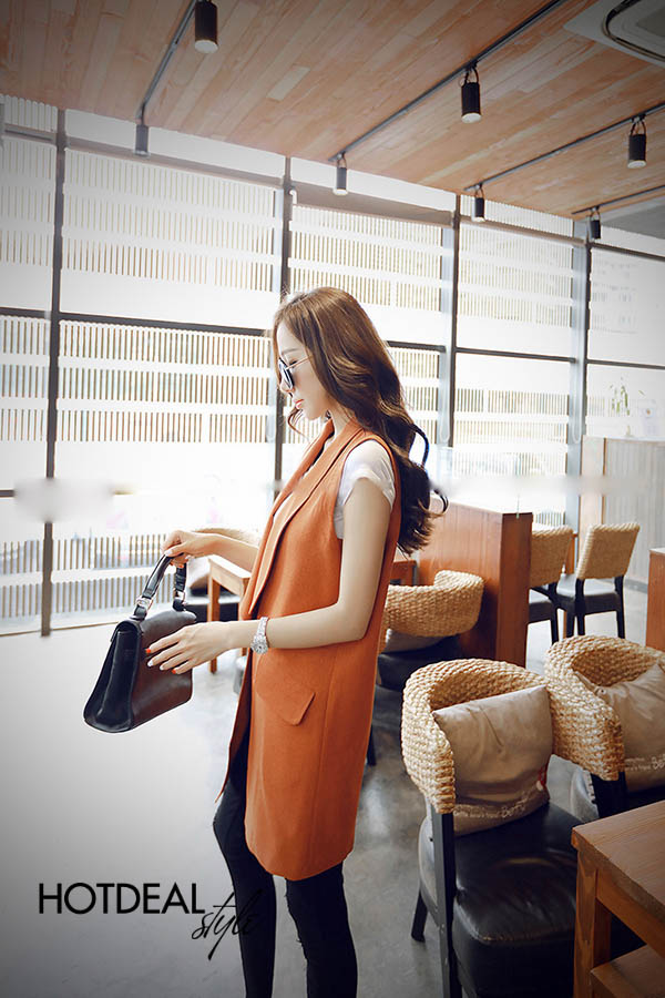 Áo Khoác Vest Dài Không Tay Fashion