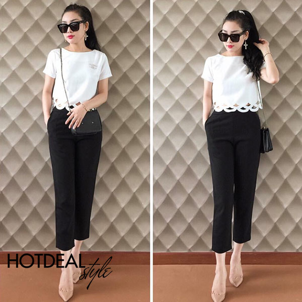 Set Áo Croptop Cắt Lazer + Quần Baggy