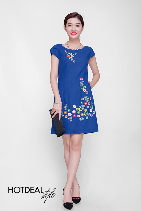 Đầm Sara Th&ecirc;u Linen, &Aacute;o D&agrave;i Th&ecirc;u C&aacute;ch T&acirc;n Cao Cấp - Kh&ocirc;ng B&ugrave; Tiền