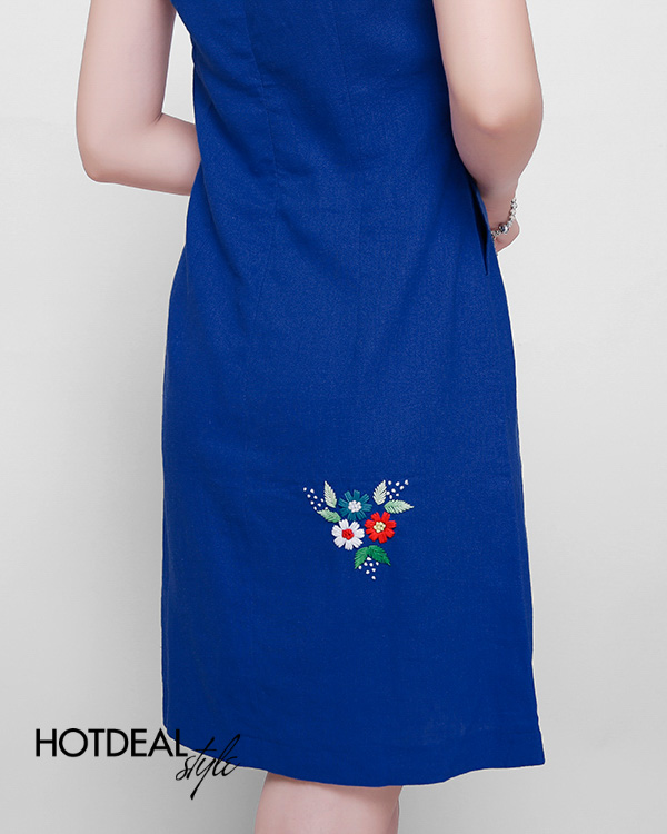 Đầm Sara Th&ecirc;u Linen, &Aacute;o D&agrave;i Th&ecirc;u C&aacute;ch T&acirc;n Cao Cấp - Kh&ocirc;ng B&ugrave; Tiền