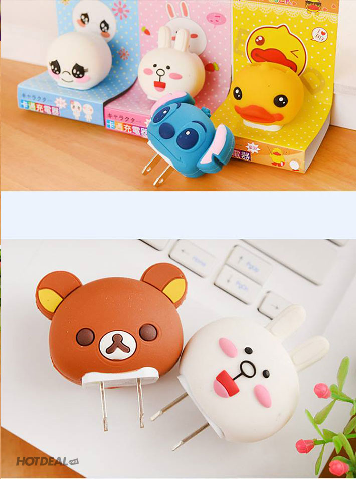 Combo 2 Vỏ Bọc Củ Sạc iPhone Hình Thú Ngộ Nghĩnh