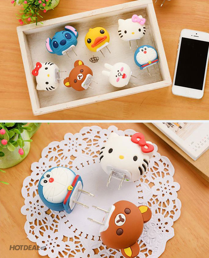 Combo 2 Vỏ Bọc Củ Sạc iPhone Hình Thú Ngộ Nghĩnh