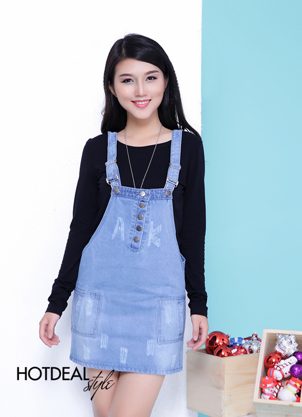 Váy yếm jean maxi 2 dây xinh xắn đáng iu VYJ155