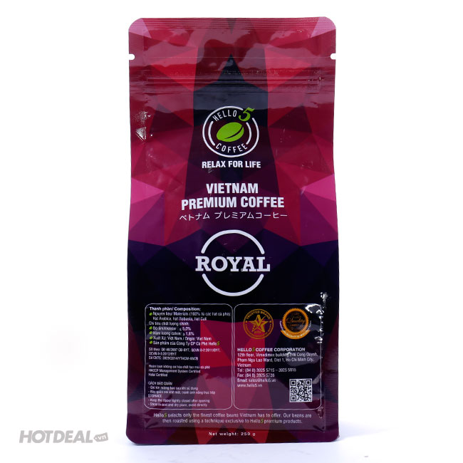 Tận Hưởng Cuộc Sống Cùng Cà Phê - Hello 5 Coffee Royal 250 Gram
