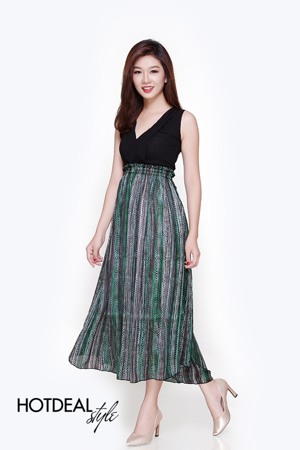 Chân váy maxi satin - Màu nâu nhạt/Hoạ tiết da báo - Ladies | H&M VN