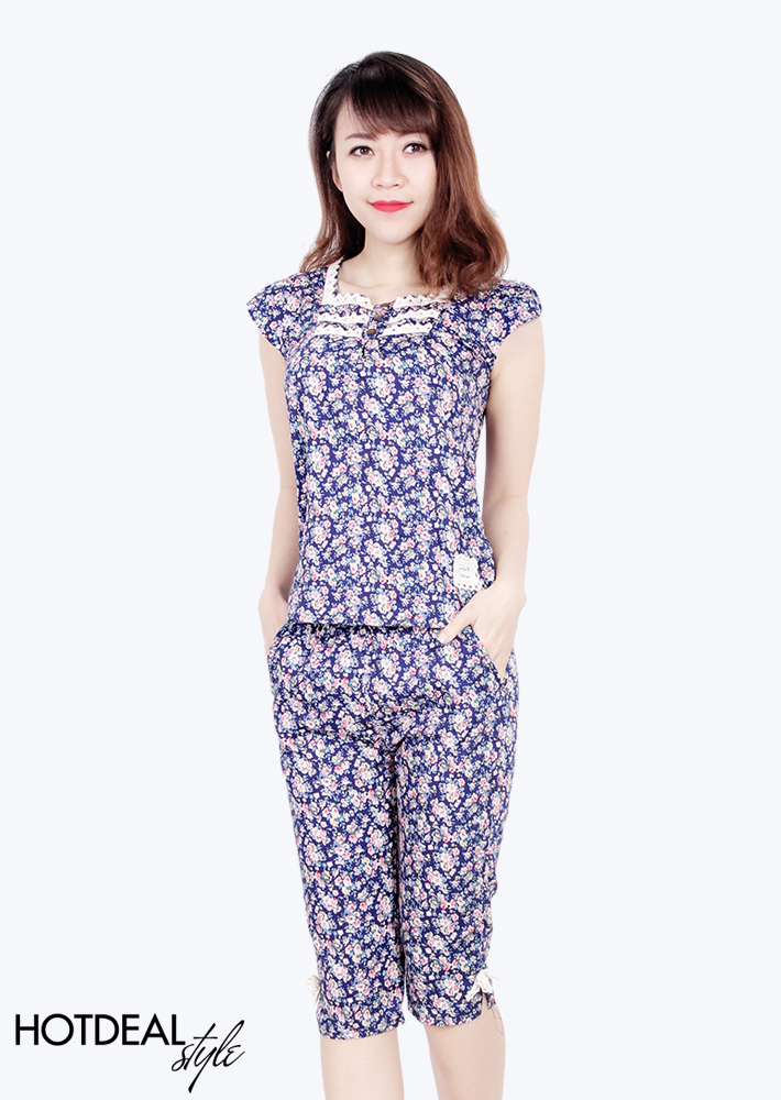 Bộ Mặc Nhà Hoa Nhí Jubbie Cổ Vuông Tay Cánh Tiên Hà Nội